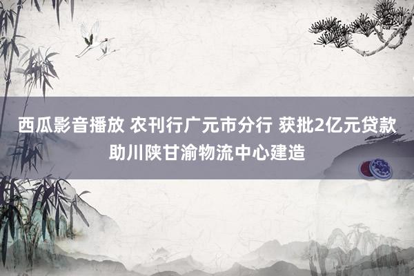 西瓜影音播放 农刊行广元市分行 获批2亿元贷款助川陕甘渝物流中心建造