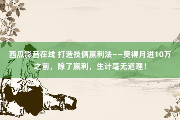 西瓜影音在线 打造技俩赢利法——莫得月进10万之前，除了赢利，生计毫无道理！