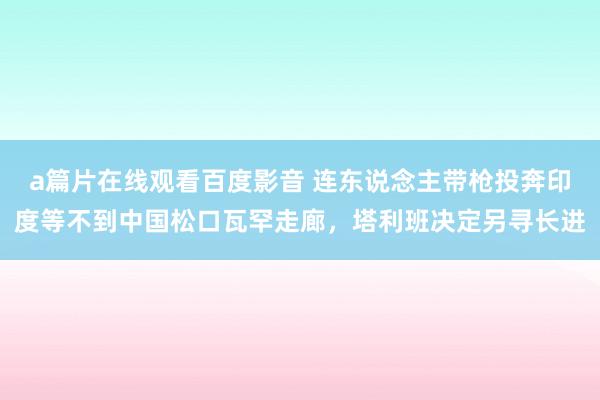 a篇片在线观看百度影音 连东说念主带枪投奔印度等不到中国松口瓦罕走廊，塔利班决定另寻长进
