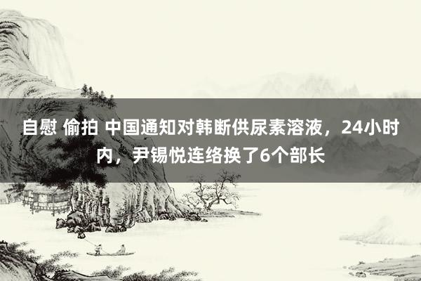 自慰 偷拍 中国通知对韩断供尿素溶液，24小时内，尹锡悦连络换了6个部长