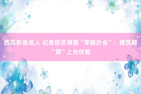 西瓜影音成人 记者探员博鳌“零碳办会”：建筑群“穿”上光伏板