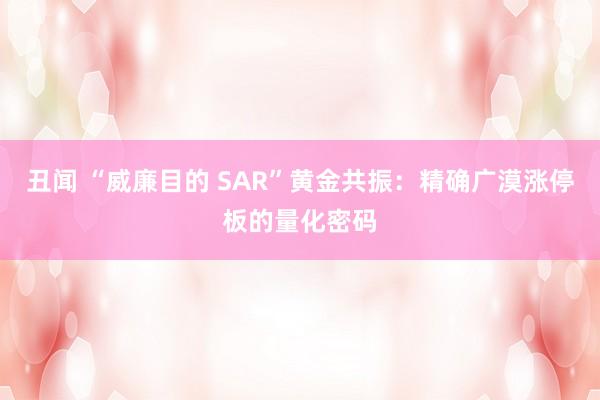 丑闻 “威廉目的 SAR”黄金共振:精确广漠涨停板的量化密码