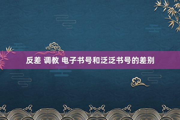 反差 调教 电子书号和泛泛书号的差别